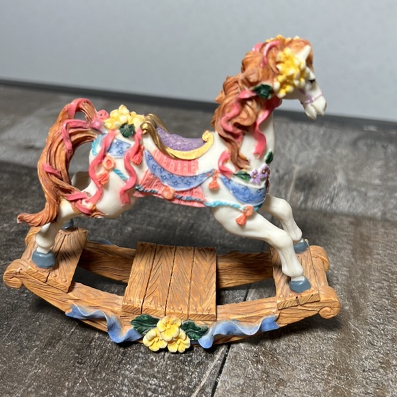 Vintage Resin Floral Designed Rocking Horse - Picture 3 of 5